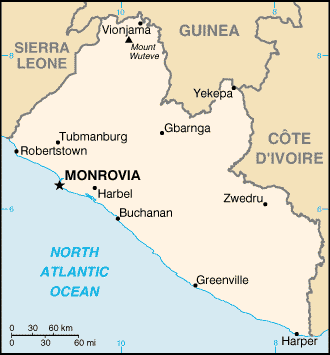 Landkarte Liberia
