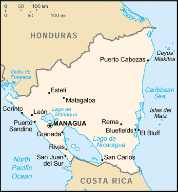 Landkarte Nicaragua
