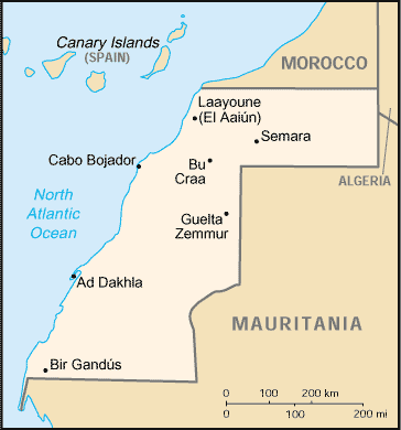 Landkarte Westsahara