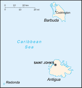Landkarte Antigua and Barbuda