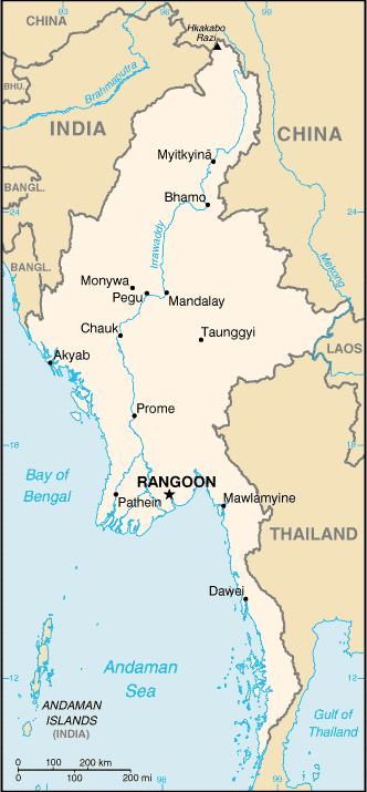 Landkarte Myanmar Burma