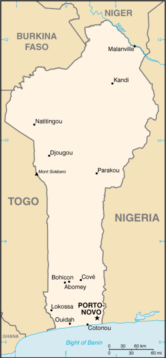 Landkarte Benin