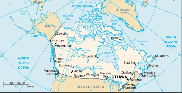 Landkarte Kanada