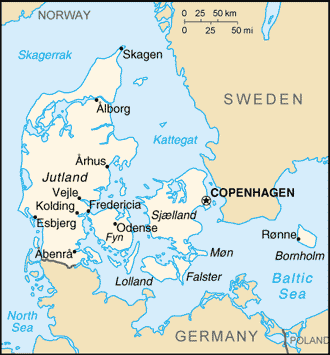 Landkarte Dänemark