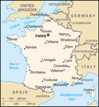 Landkarte Frankreich