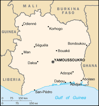 Landkarte Elfenbeinküste