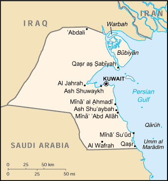Landkarte Kuwait