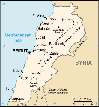 Landkarte Libanon