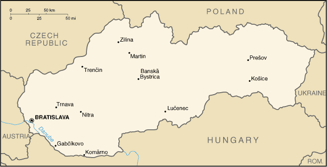 Landkarte Slowakei