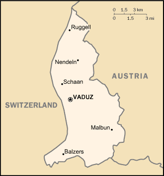 Landkarte Liechtenstein