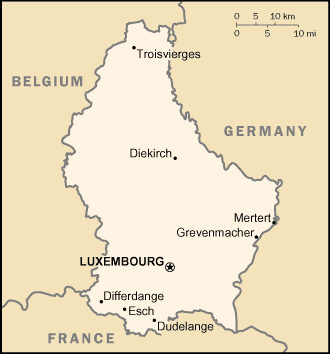 Landkarte Luxemburg