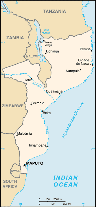 Landkarte Mosambik