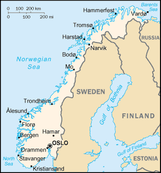 Landkarte Norwegen