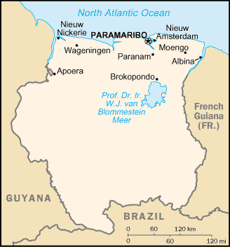 Landkarte Suriname