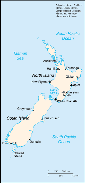Landkarte Neuseeland