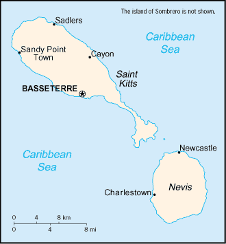 Landkarte Saint of Kitts and Nevis