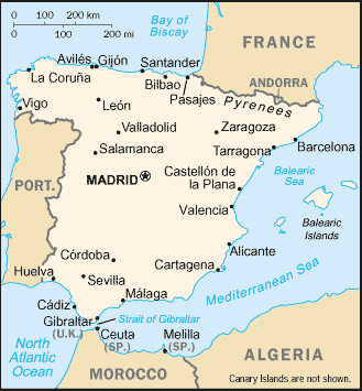 Landkarte Spanien