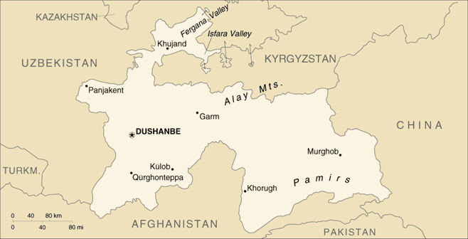 Landkarte Tadschikistan