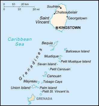 Landkarte Saint Vincent and the grenadines