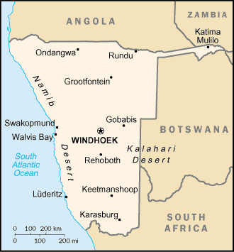 Landkarte Namibia