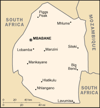 Landkarte Eswatini